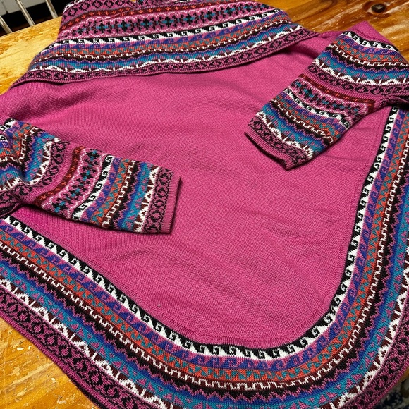 Peruvian Alpaca Wool Poncho Shawl Sz M (OS) NEW - Picture 4 of 7